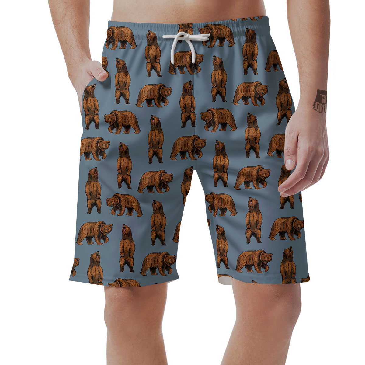 Grizzly Bear Print Pattern Men's Shorts-grizzshop