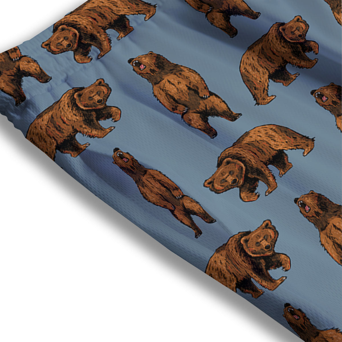 Grizzly Bear Print Pattern Mesh Shorts