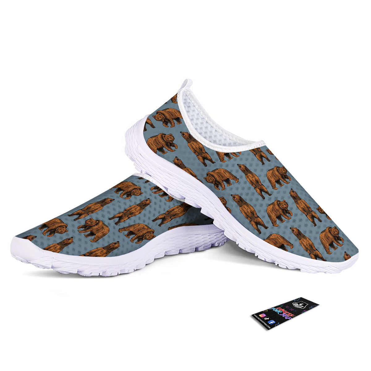 Grizzly Bear Print Pattern Nurse Shoes-grizzshop