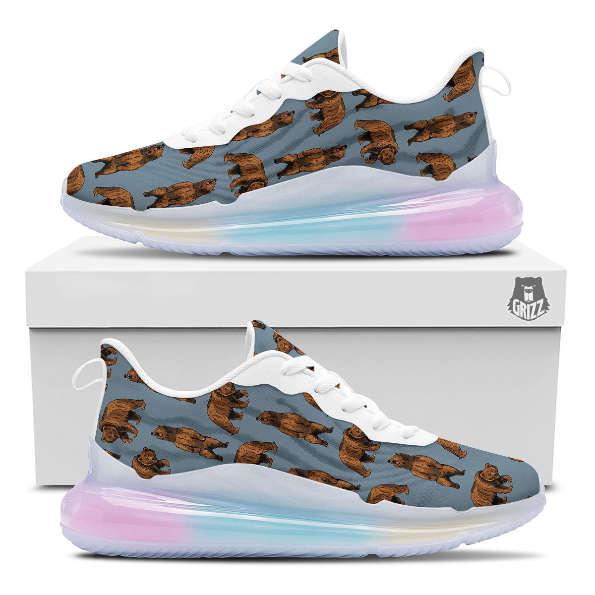 Grizzly Bear Print Pattern Running Sneakers-grizzshop