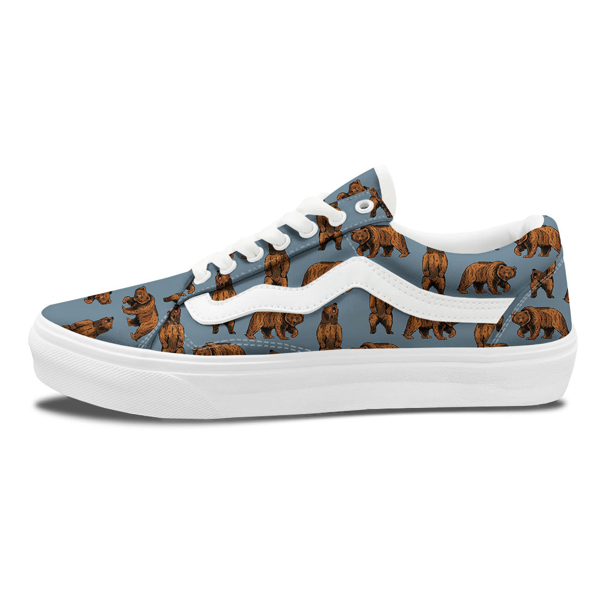 Grizzly Bear Print Pattern Skate Shoes-grizzshop