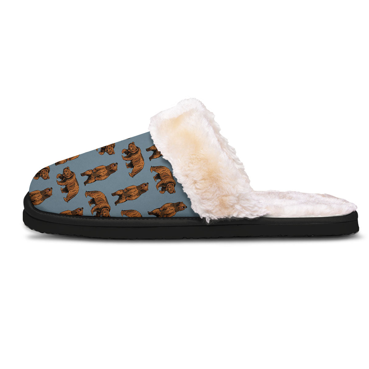 Grizzly Bear Print Pattern Slippers-grizzshop