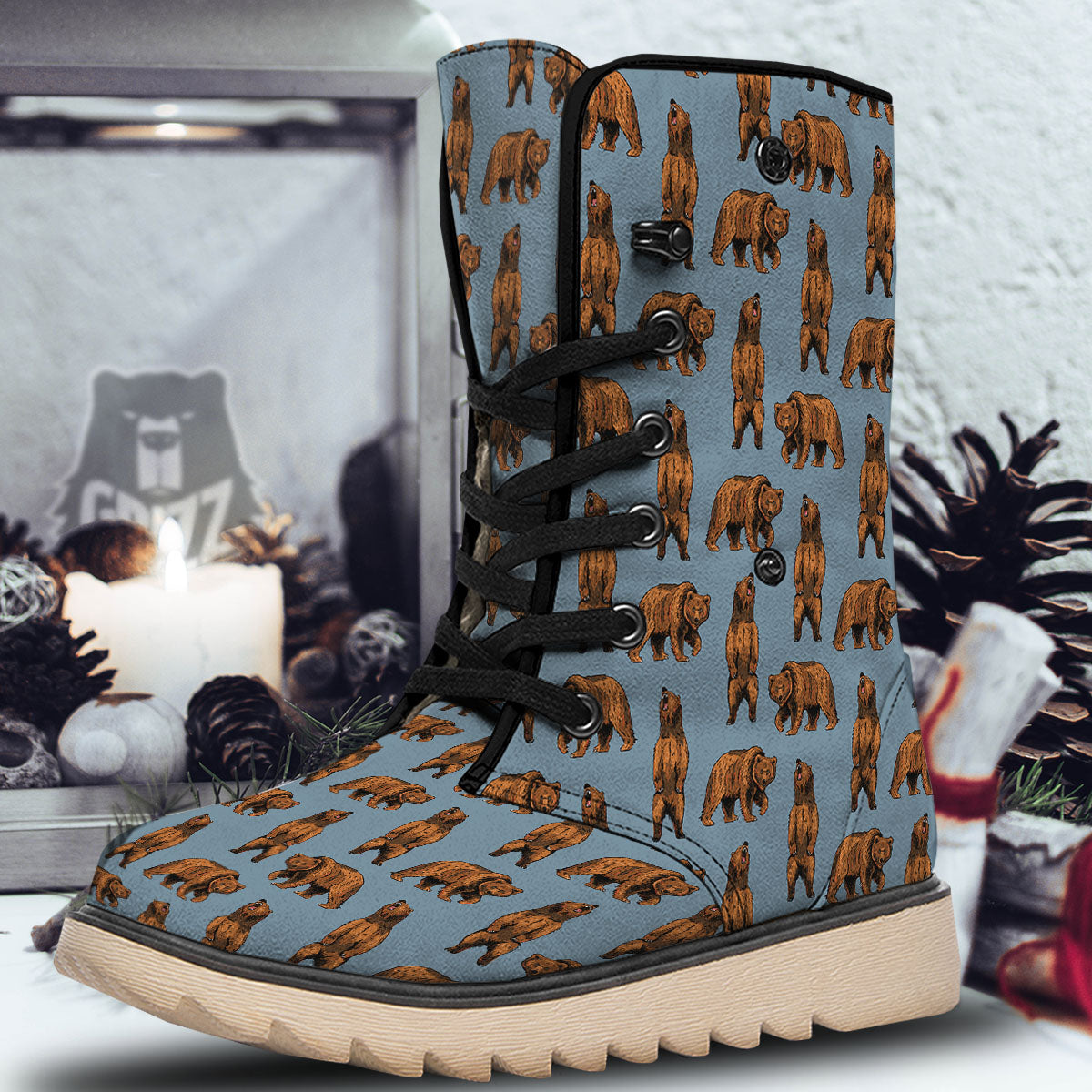 Grizzly Bear Print Pattern Snow Boots-grizzshop