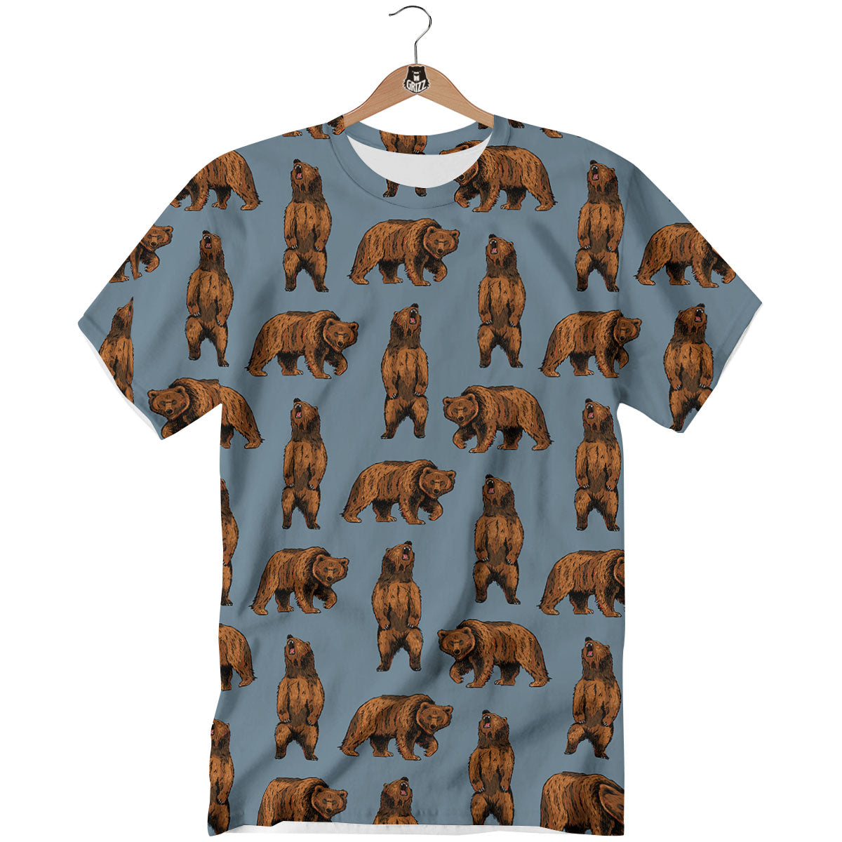 Grizzly Bear Print Pattern T-Shirt-grizzshop