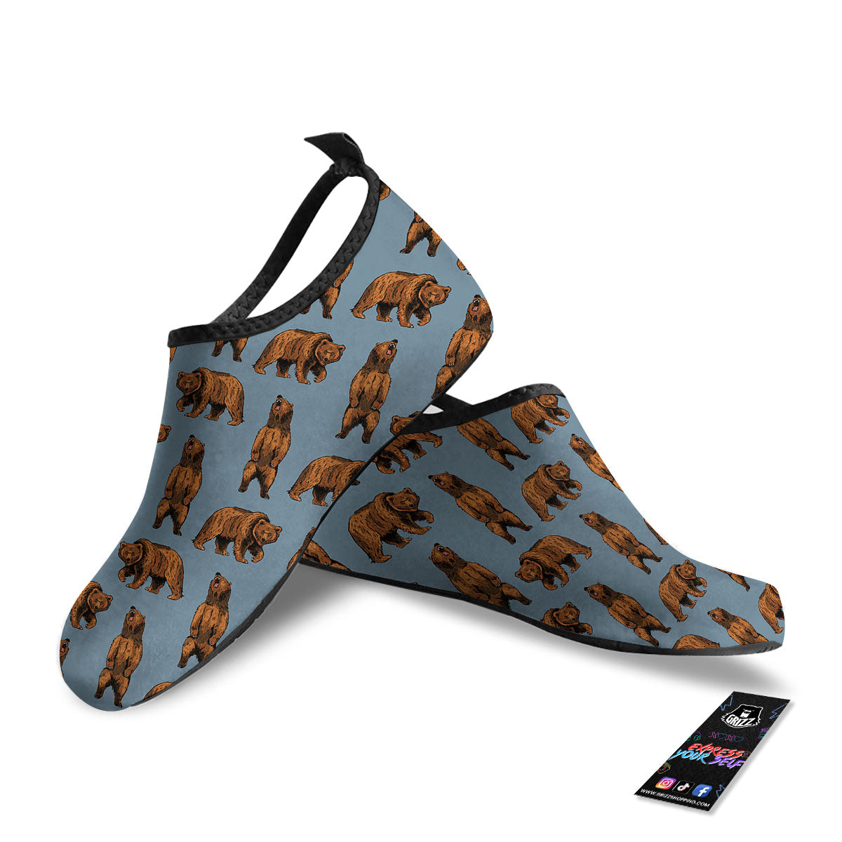 Grizzly Bear Print Pattern Water Shoes-grizzshop