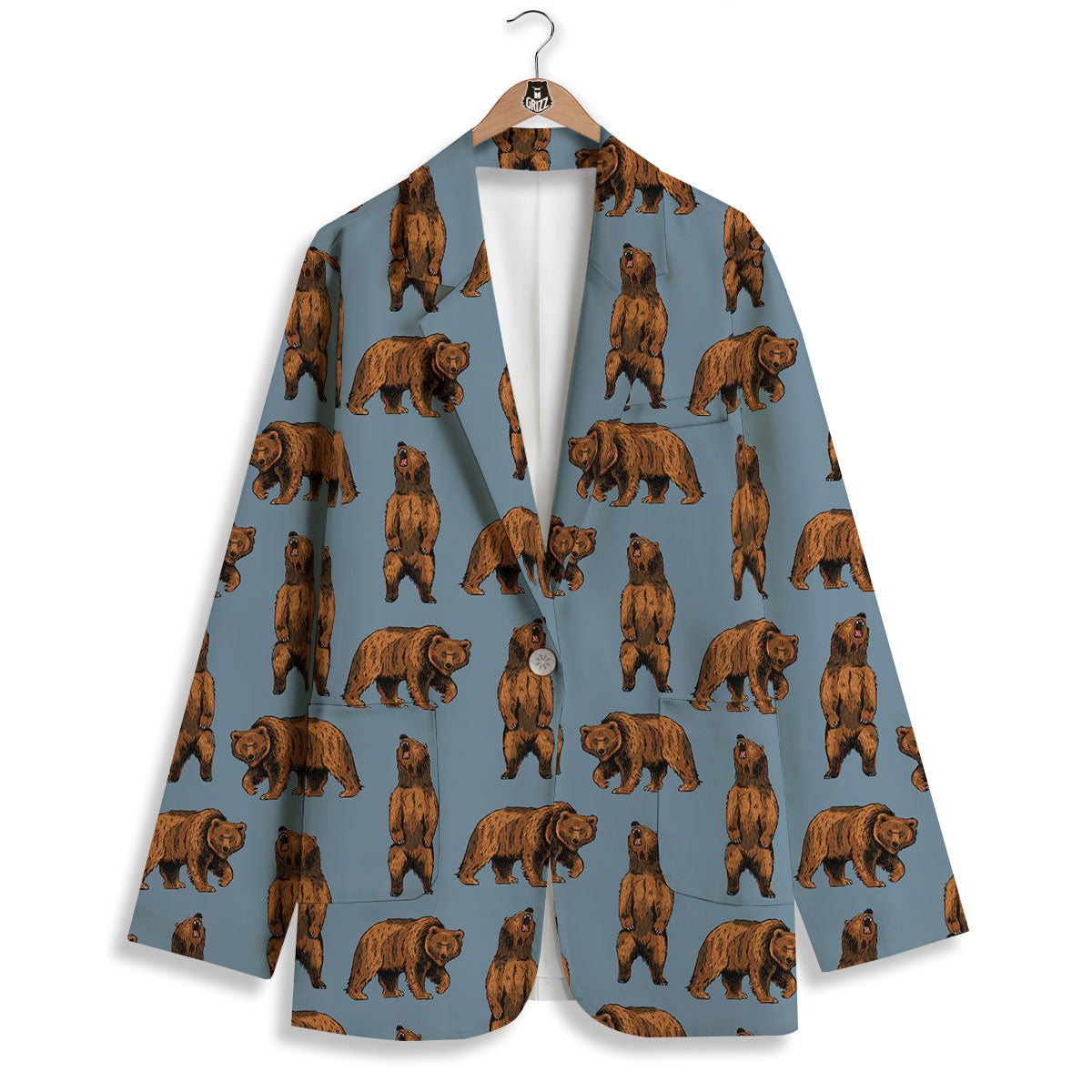 Grizzly Bear Print Pattern Women's Blazer-grizzshop
