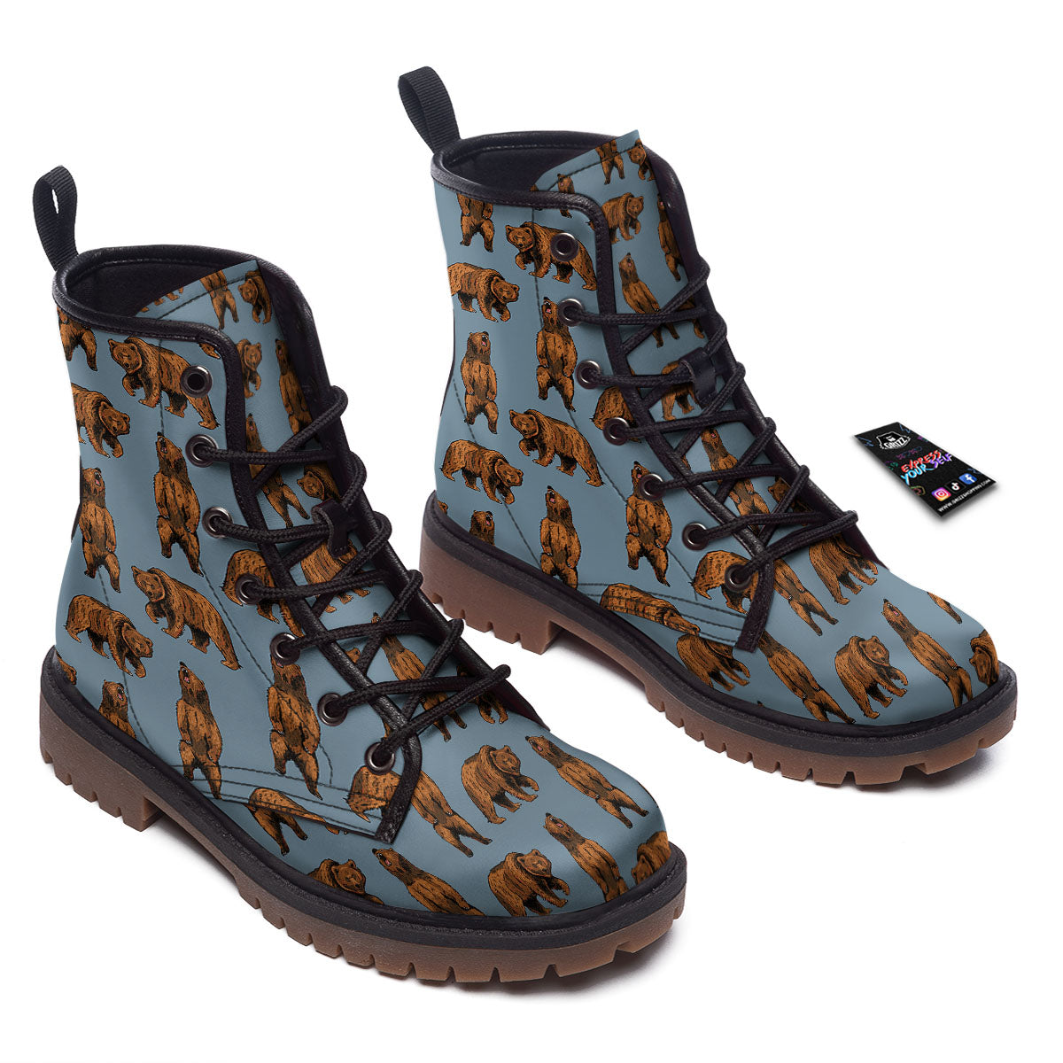 Grizzly Bear Print Pattern Work Boots-grizzshop