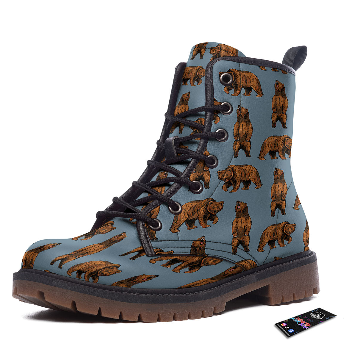 Grizzly Bear Print Pattern Work Boots-grizzshop