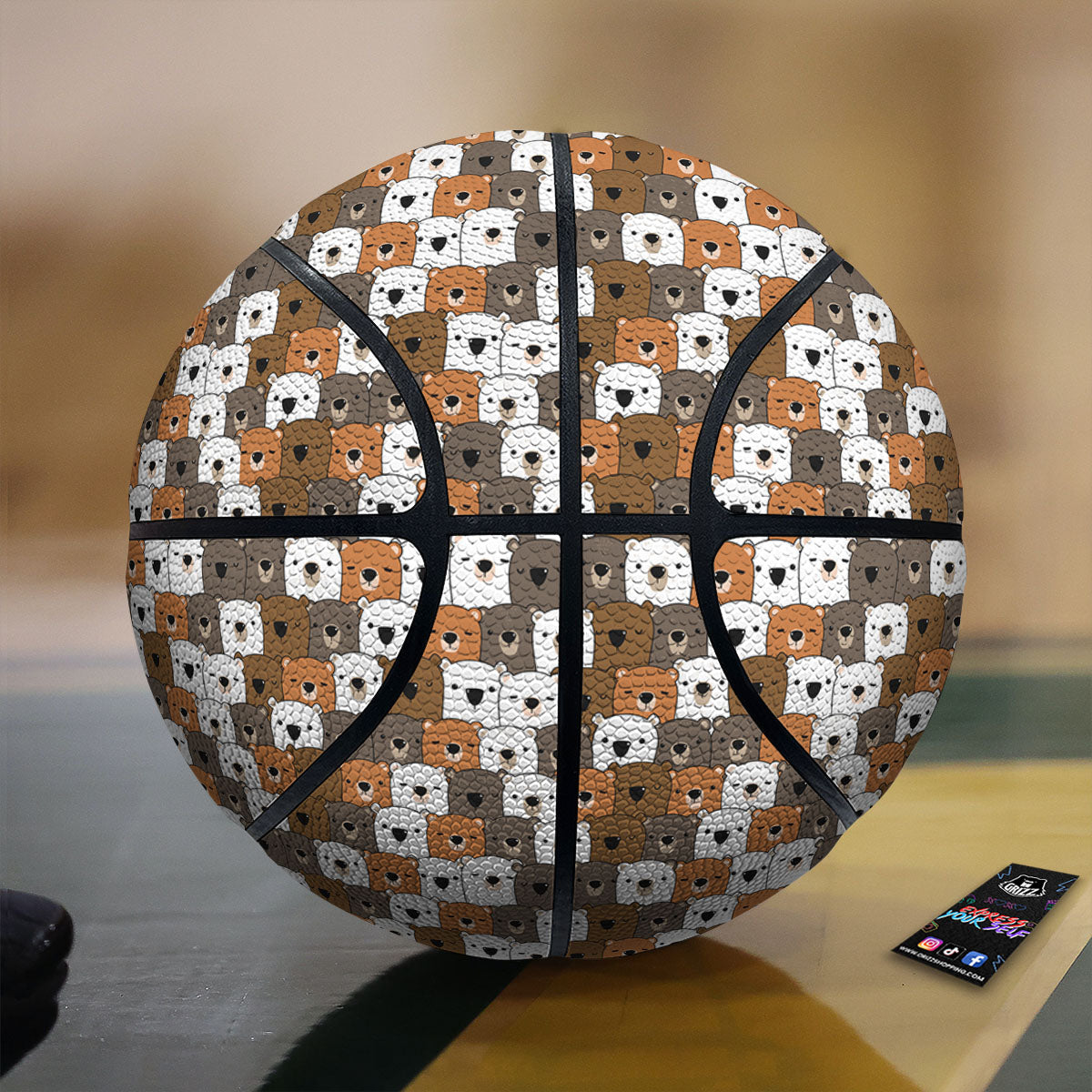 Grizzly Bear Cute Baby Print Pattern Basketball