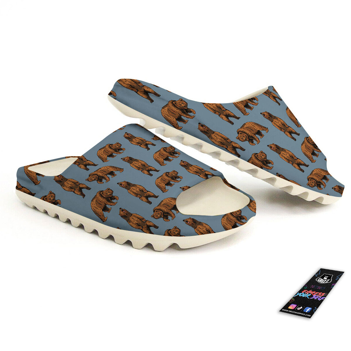 Grizzly Bear Print Pattern Sandals-grizzshop