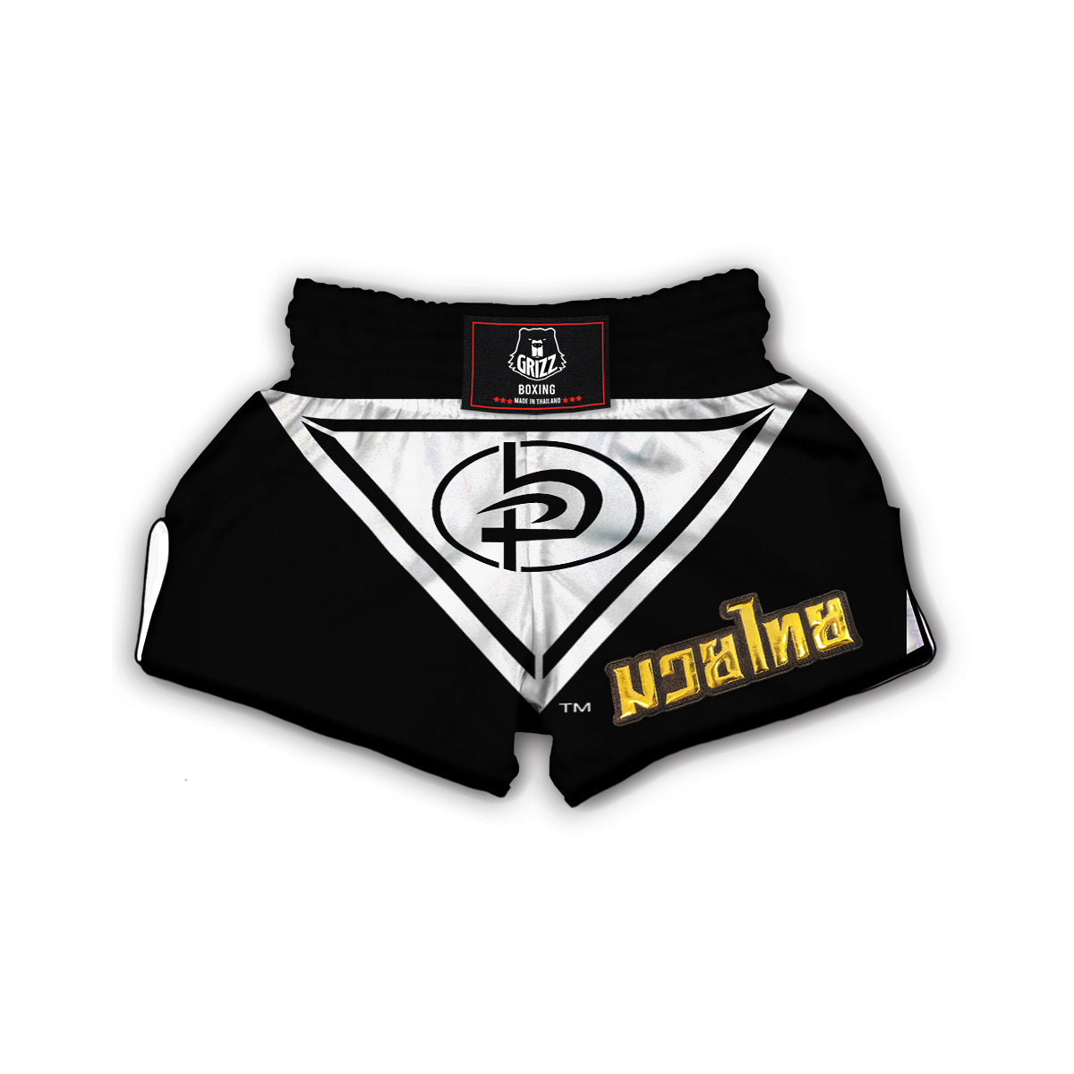 Grizz’s Krav Maga logo White Muay Thai Shorts-grizzshop