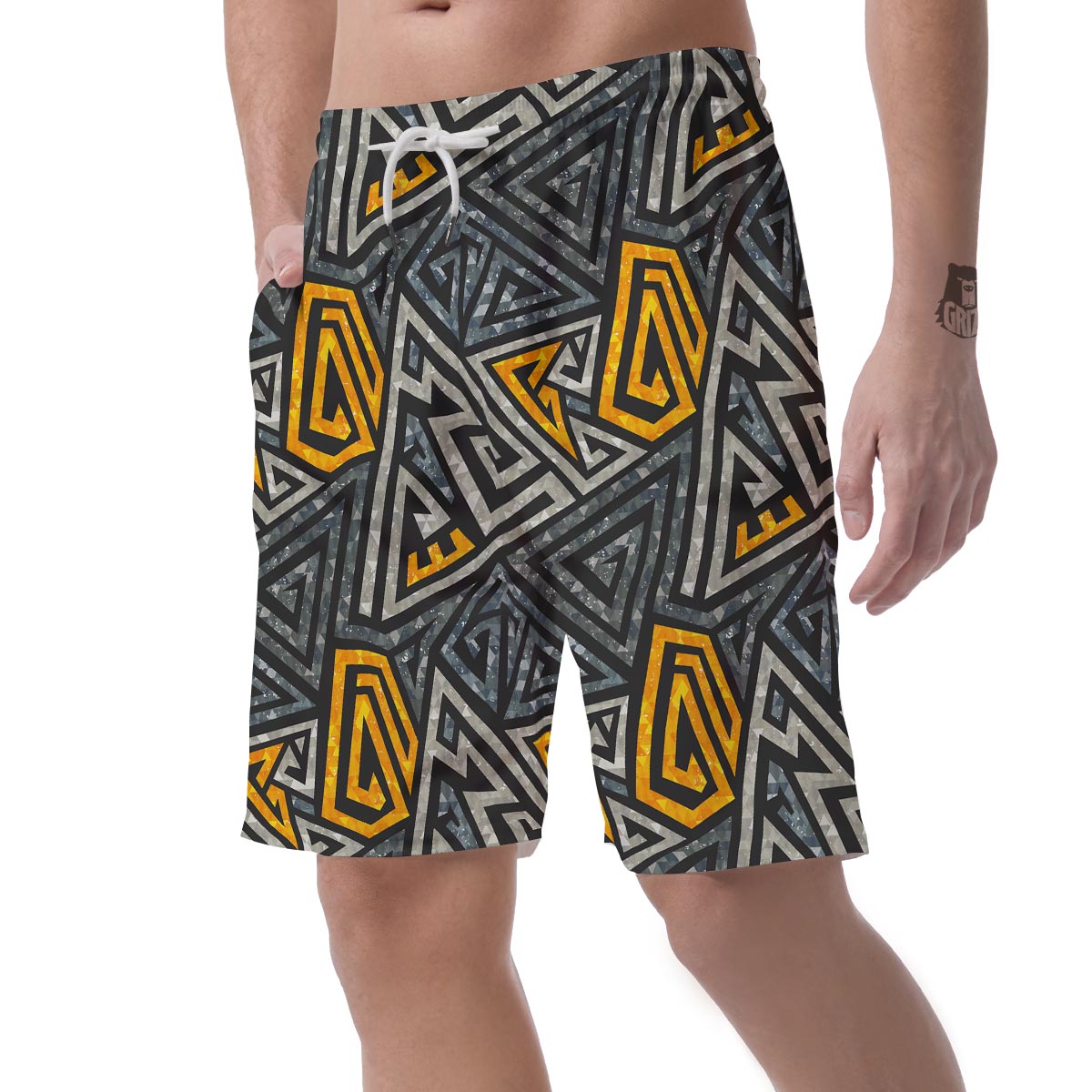 Grunge Geometric Triangle Men's Shorts-grizzshop