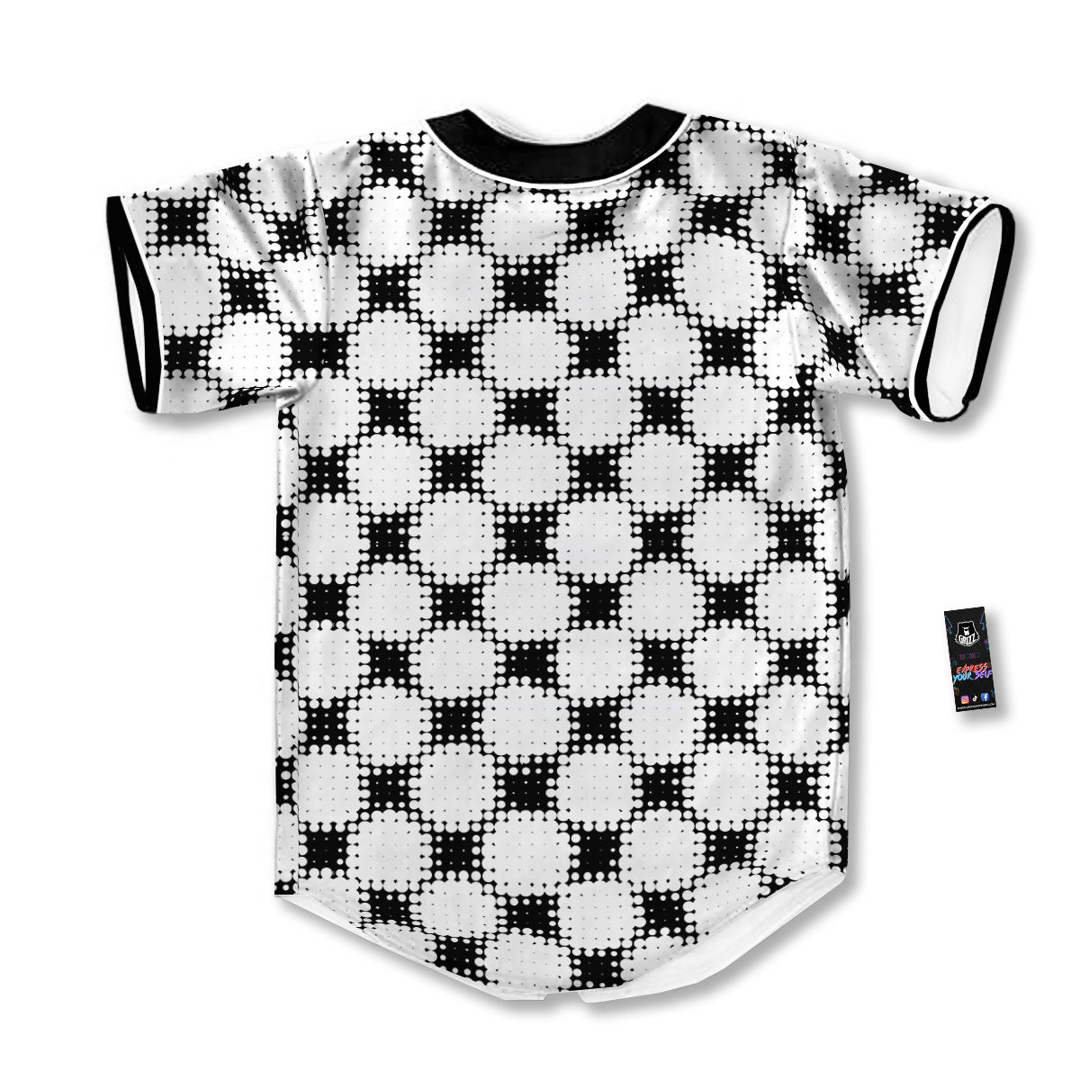 Grunge Halftone Black And White Dots Print Pattern Baseball Jersey-grizzshop