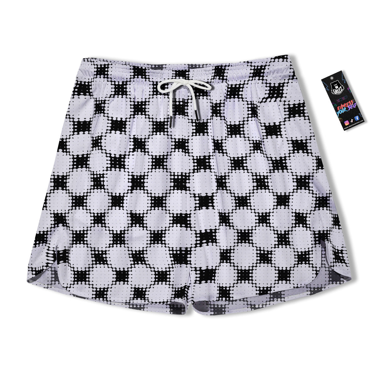Grunge Halftone Black And White Dots Print Pattern Men's Running Shorts-grizzshop