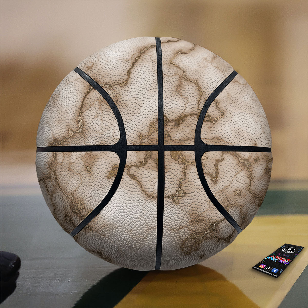Grunge Marble White Brown Print Pattern Basketball