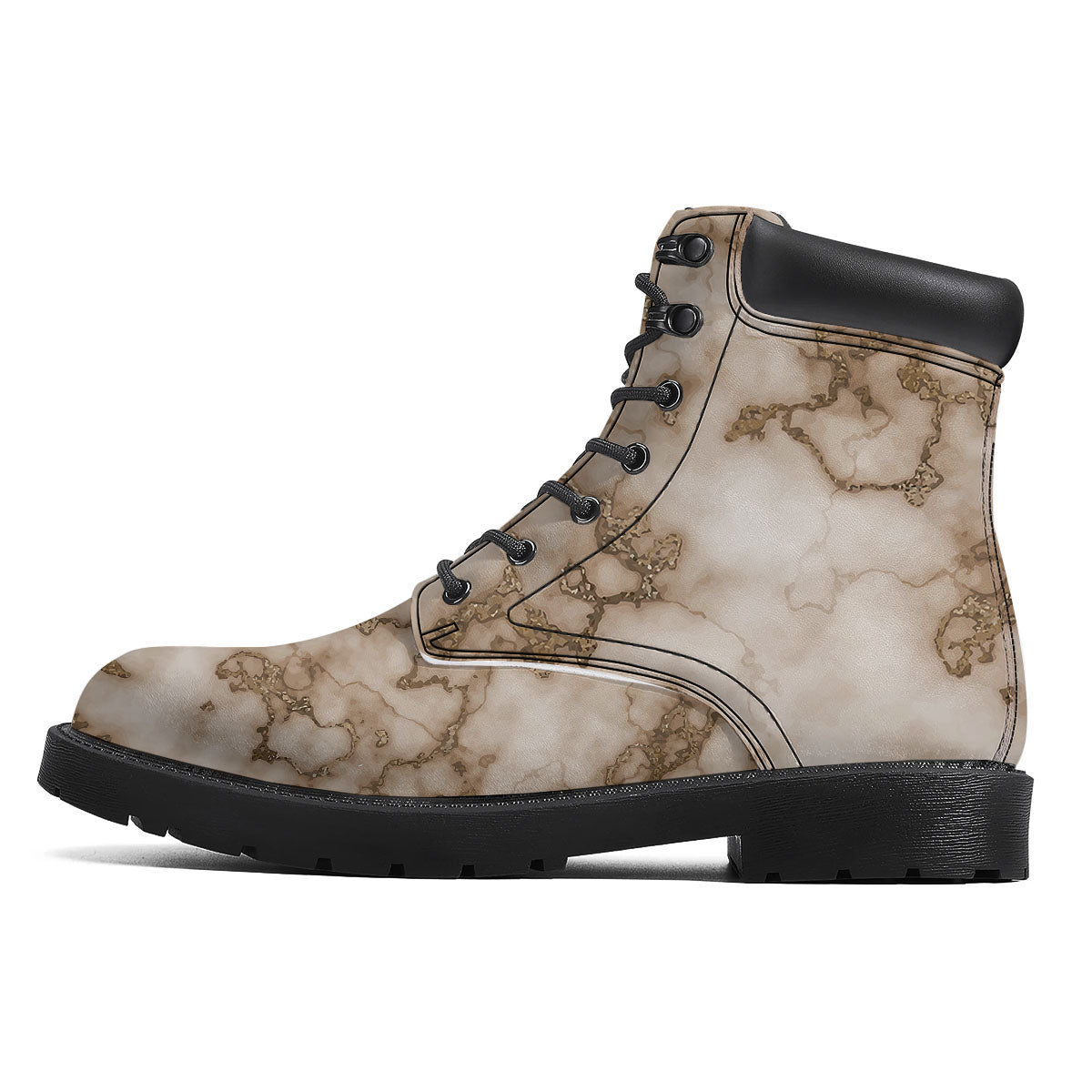 Grunge Marble White Brown Print Pattern Boots-grizzshop