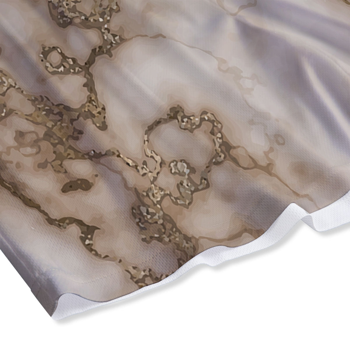 Grunge Marble White Brown Print Pattern Mesh Shorts