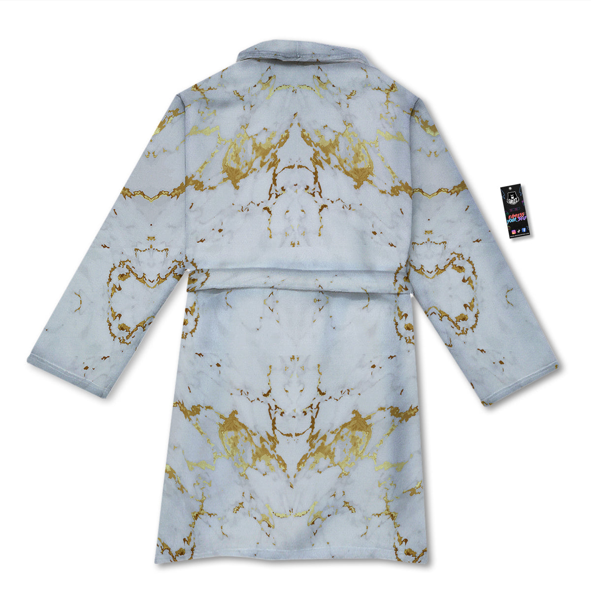 Grunge Marble White Gold Print Pattern Bathrobe-grizzshop