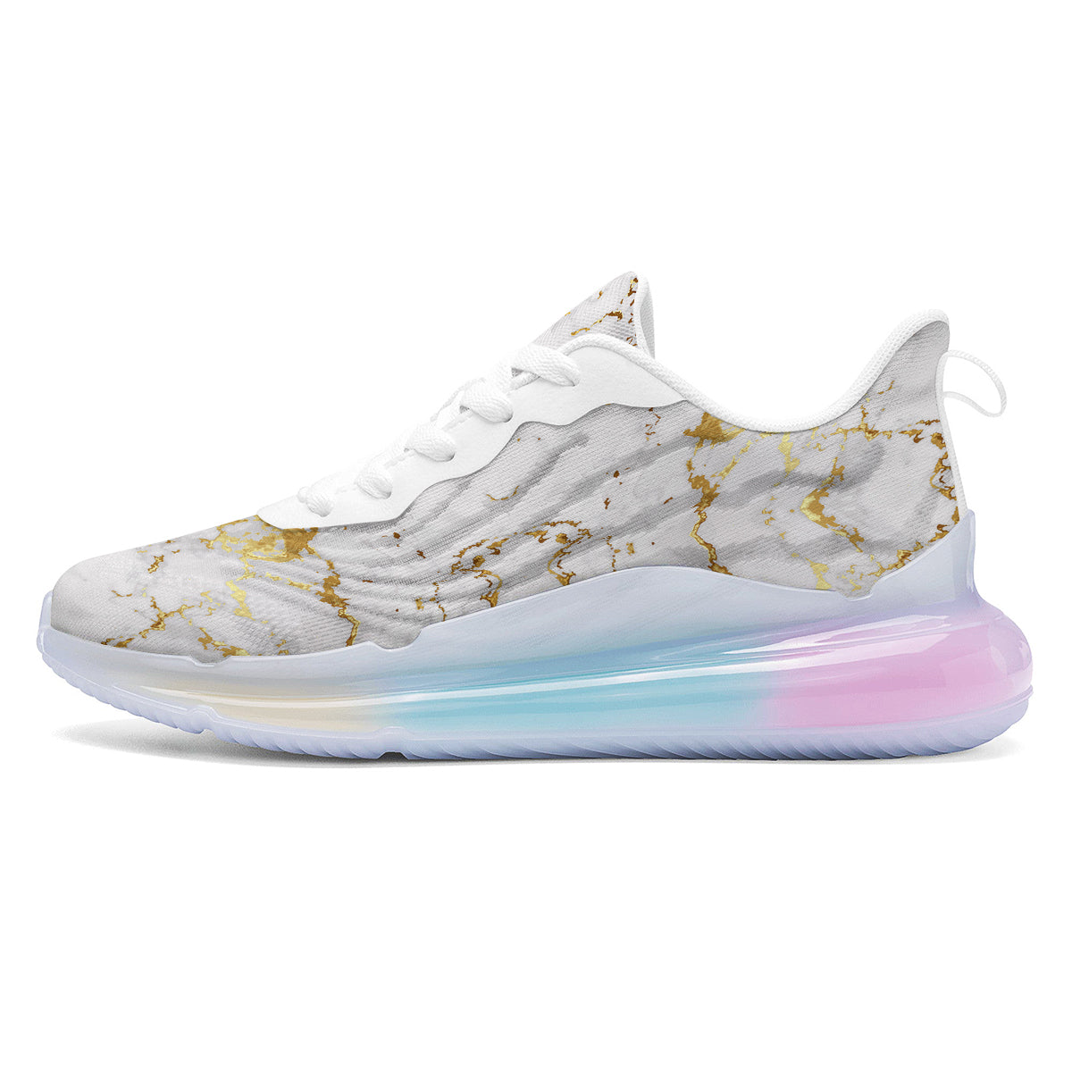 Grunge Marble White Gold Print Pattern Running Sneakers-grizzshop
