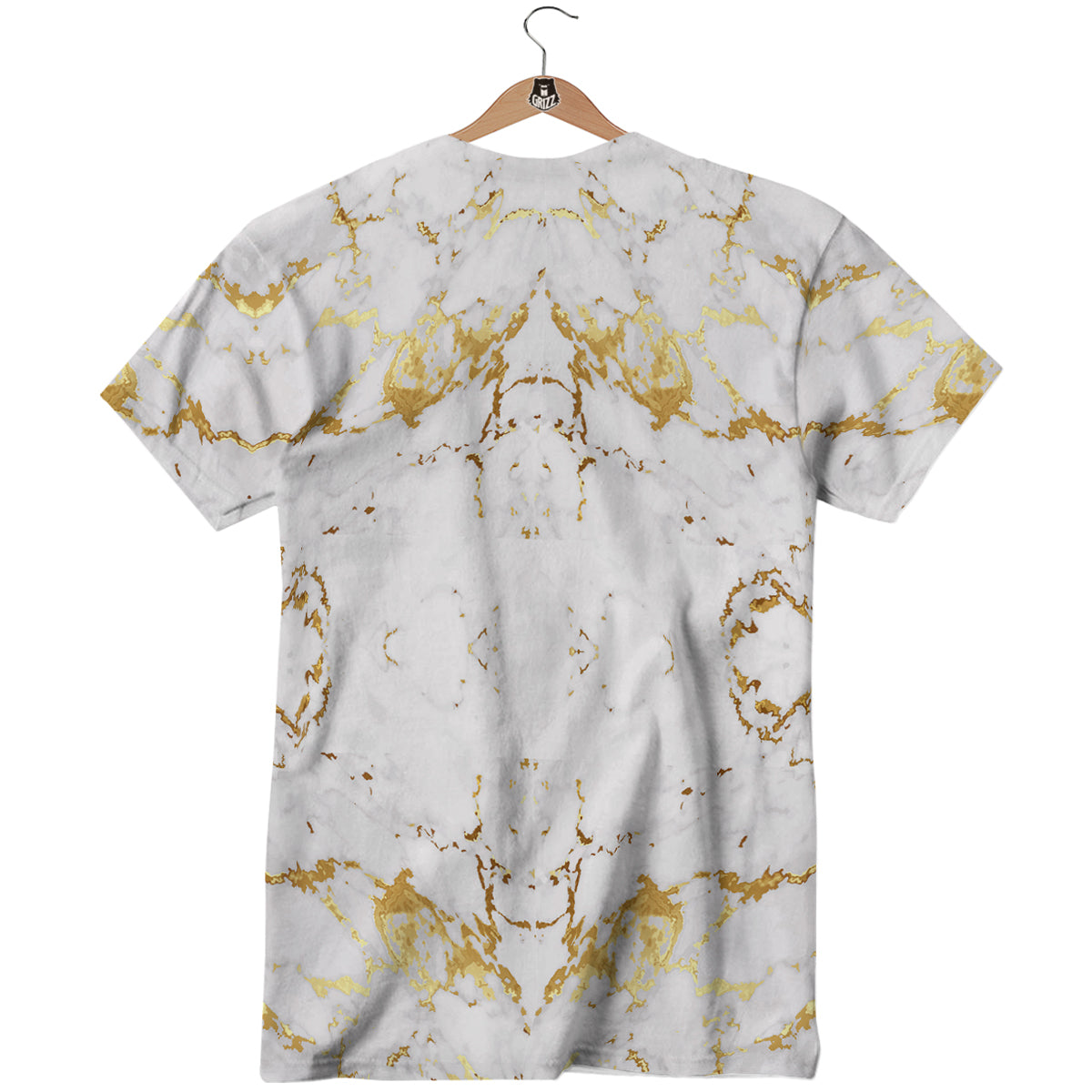 Grunge Marble White Gold Print Pattern T-Shirt-grizzshop