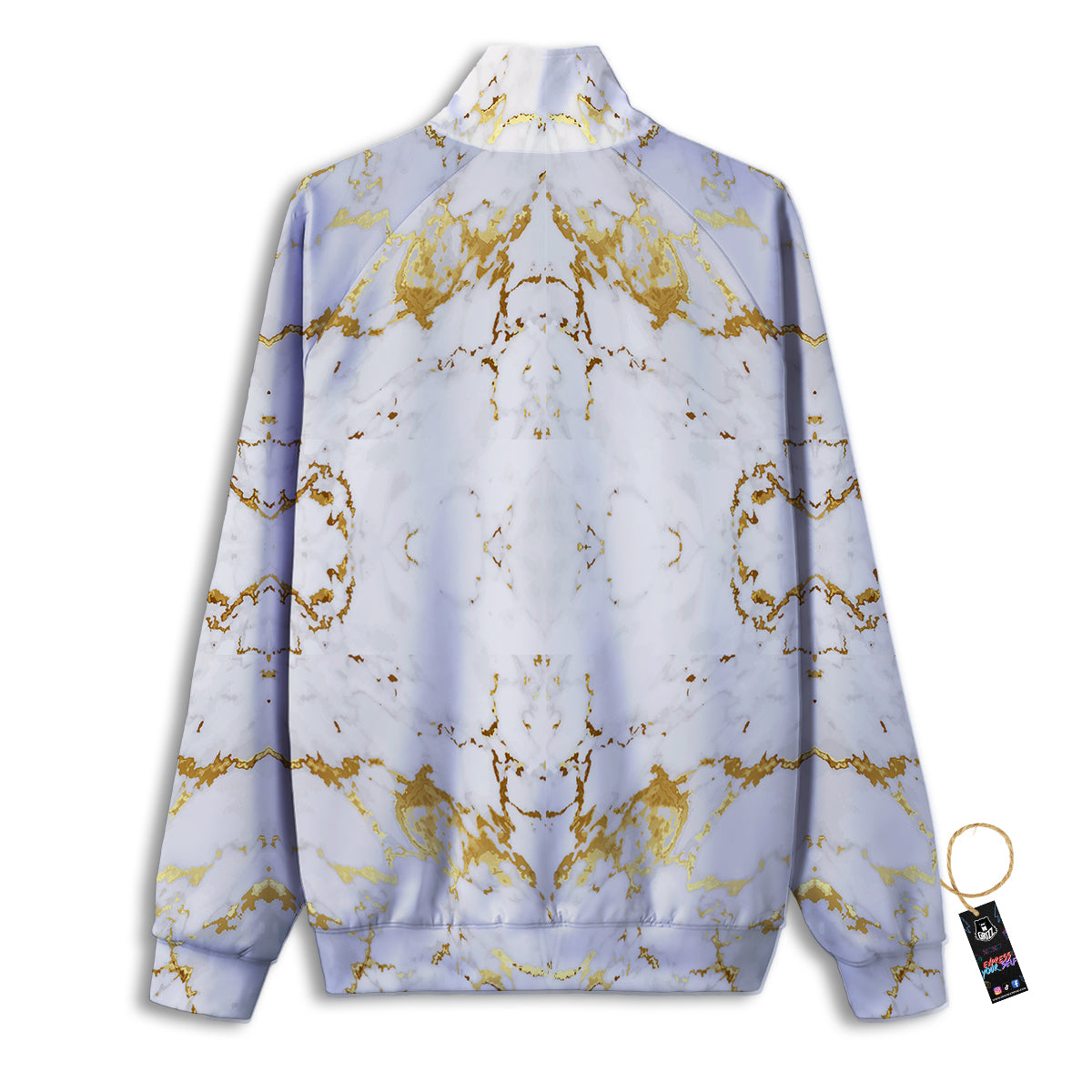 Grunge Marble White Gold Print Pattern Track Jacket-grizzshop