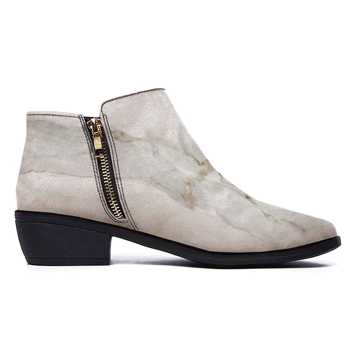 Grunge Marble White Print Pattern Ankle Boots-grizzshop
