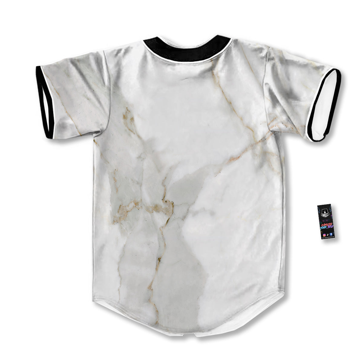 Grunge Marble White Print Pattern Baseball Jersey-grizzshop