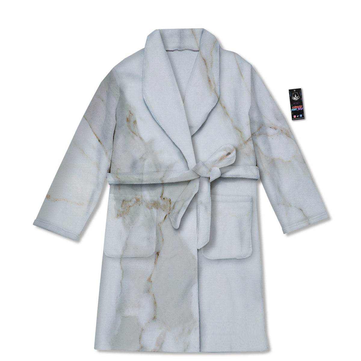 Grunge Marble White Print Pattern Bathrobe-grizzshop