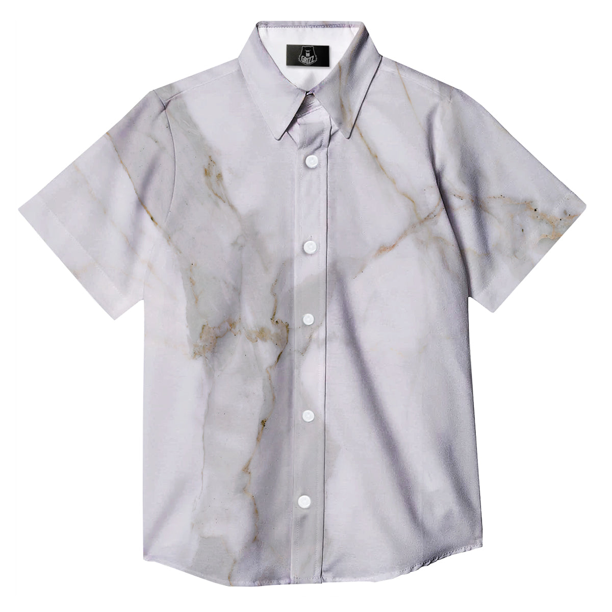 Grunge Marble White Print Pattern Button Up Shirt-grizzshop