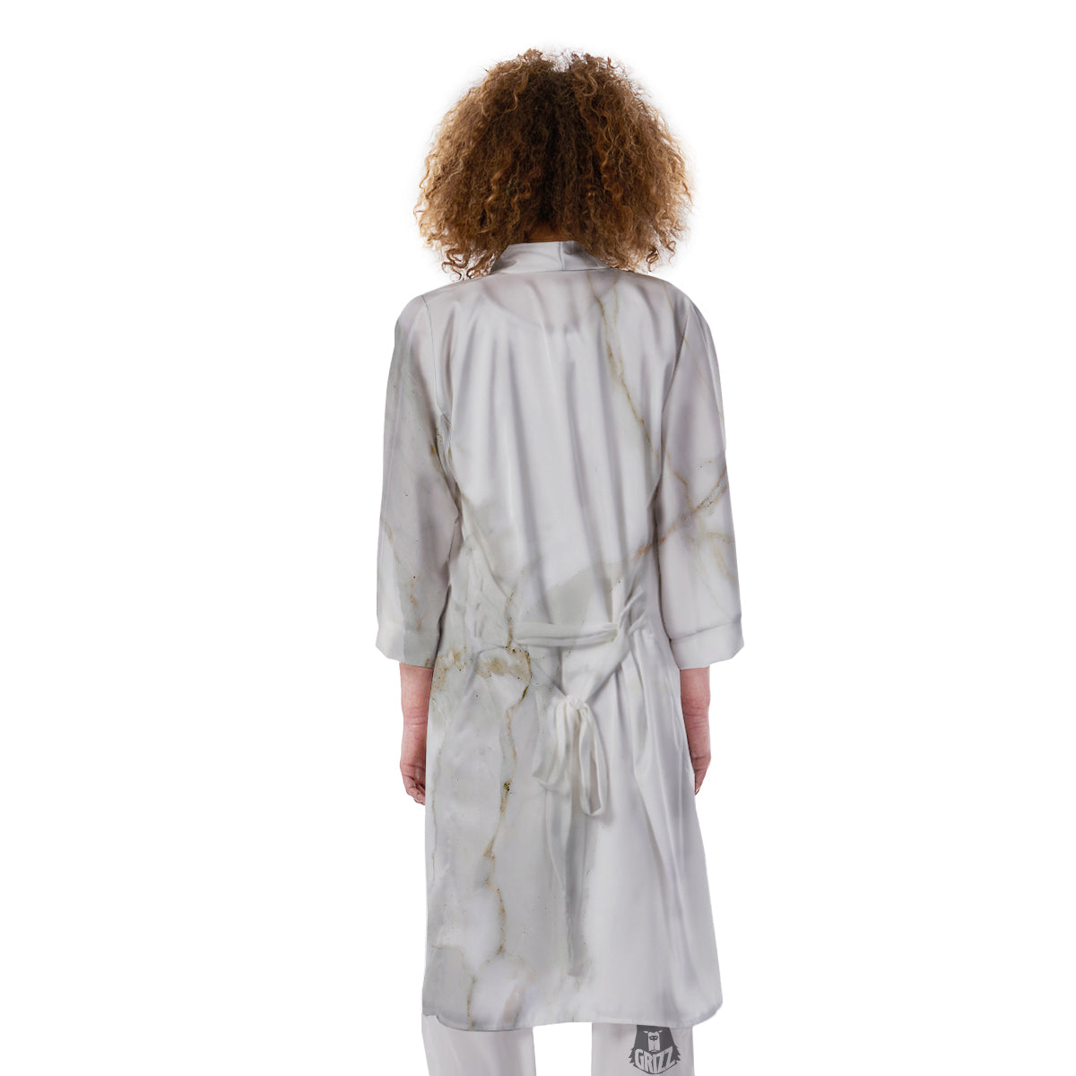 Grunge Marble White Print Pattern Kimono-grizzshop