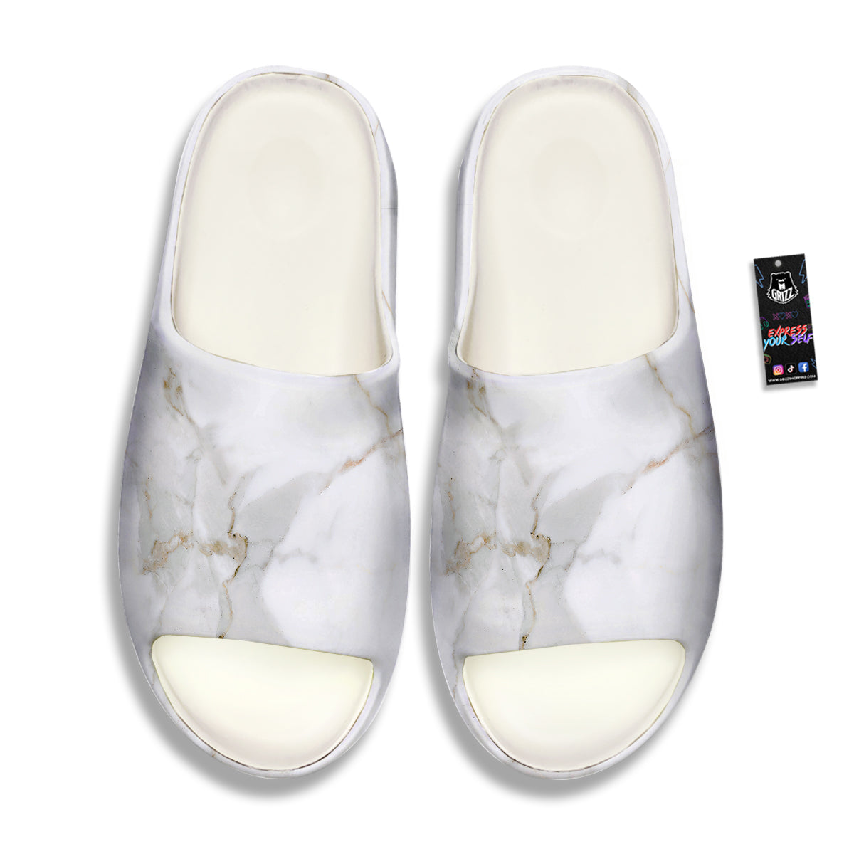 Grunge Marble White Print Pattern Sandals-grizzshop