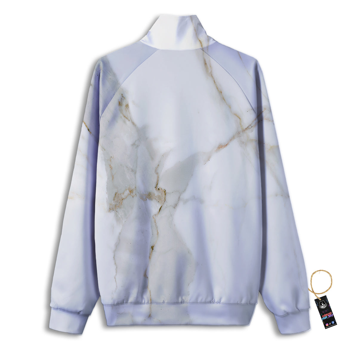 Grunge Marble White Print Pattern Track Jacket-grizzshop