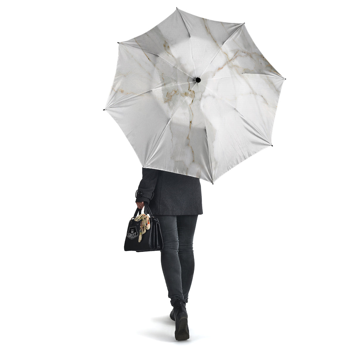 Grunge Marble White Print Pattern Umbrella-grizzshop