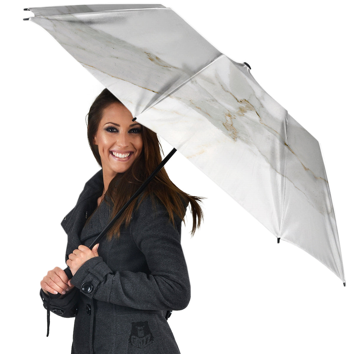 Grunge Marble White Print Pattern Umbrella-grizzshop