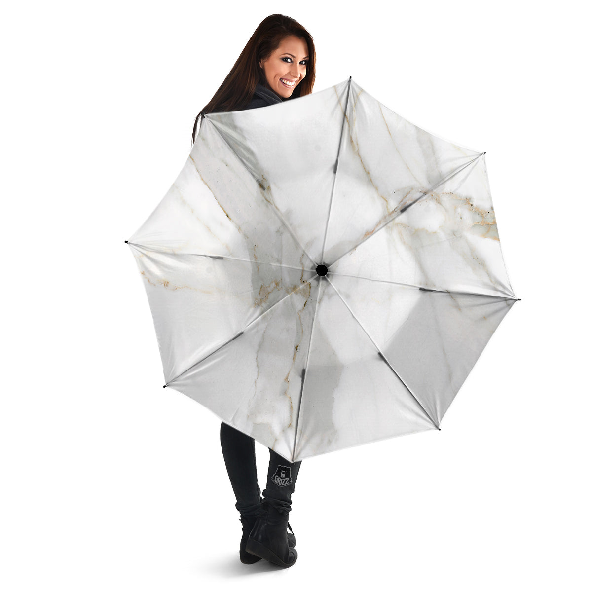 Grunge Marble White Print Pattern Umbrella-grizzshop