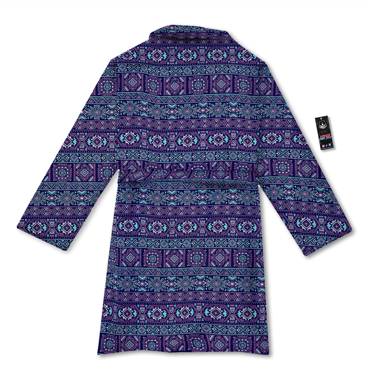 Grunge Trippy Ethnic Aztec Print Bathrobe-grizzshop