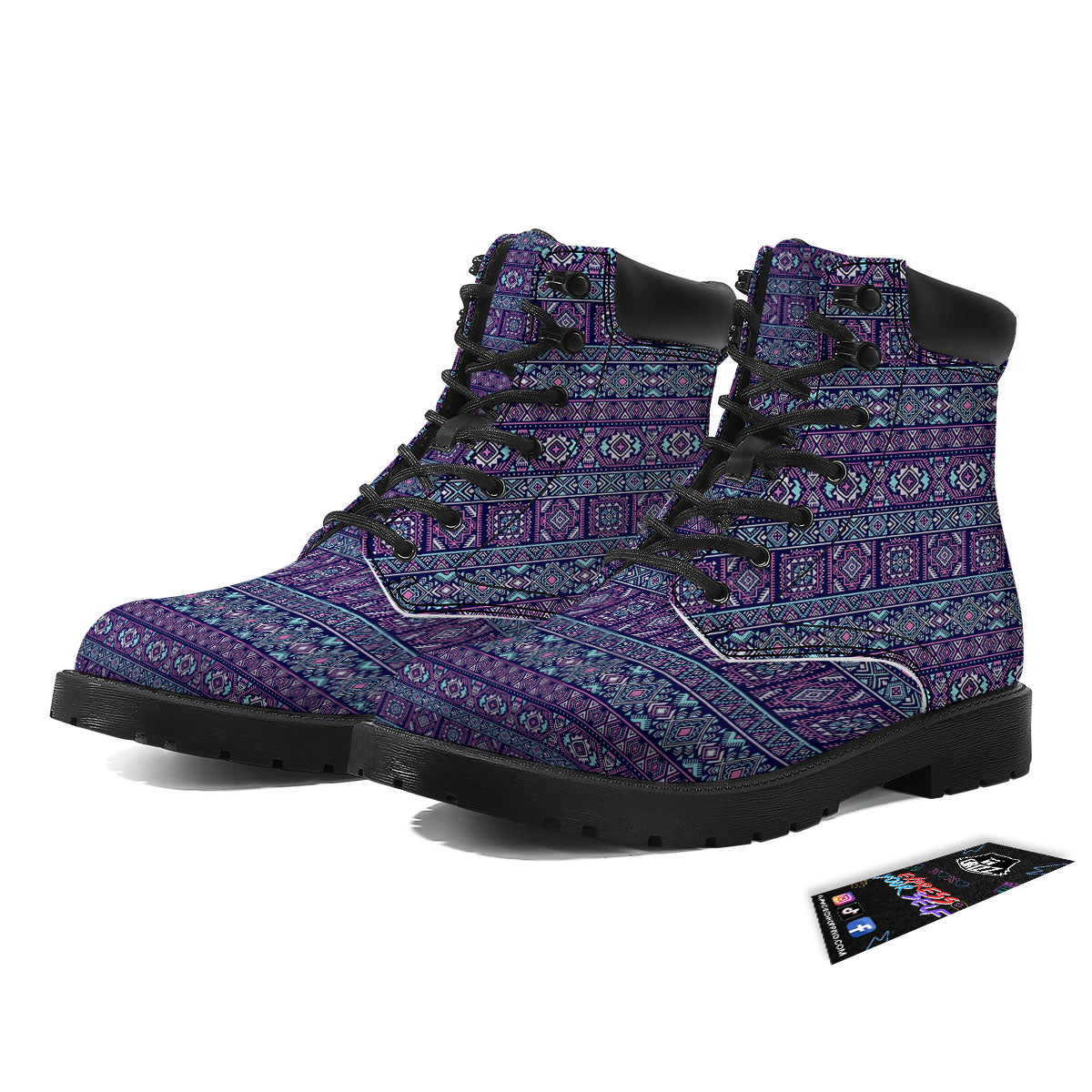 Grunge Trippy Ethnic Aztec Print Boots-grizzshop