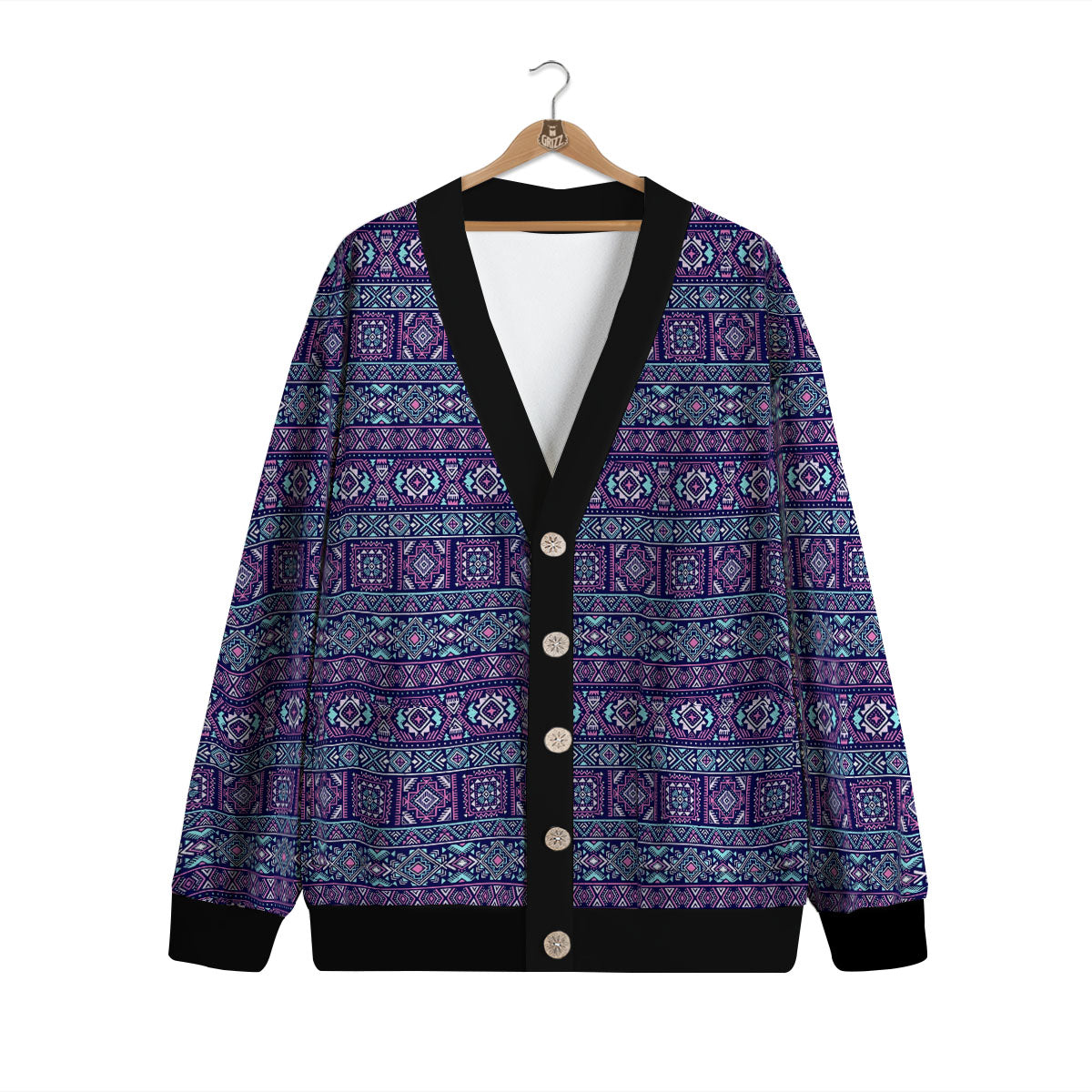 Grunge Trippy Ethnic Aztec Print Cardigan-grizzshop