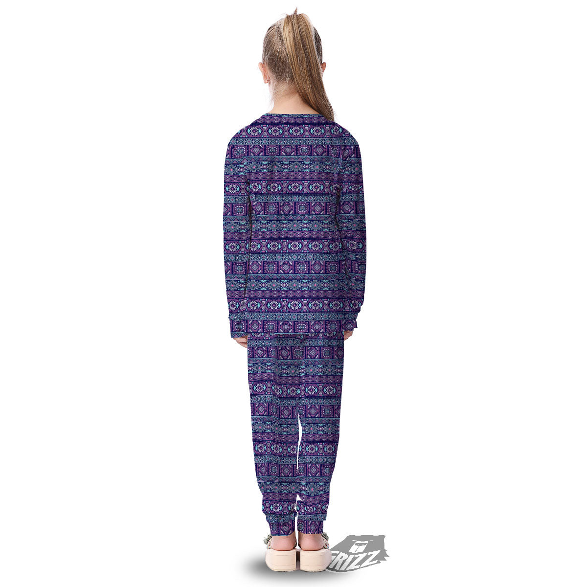 Grunge Trippy Ethnic Aztec Print Kid's Pajamas-grizzshop