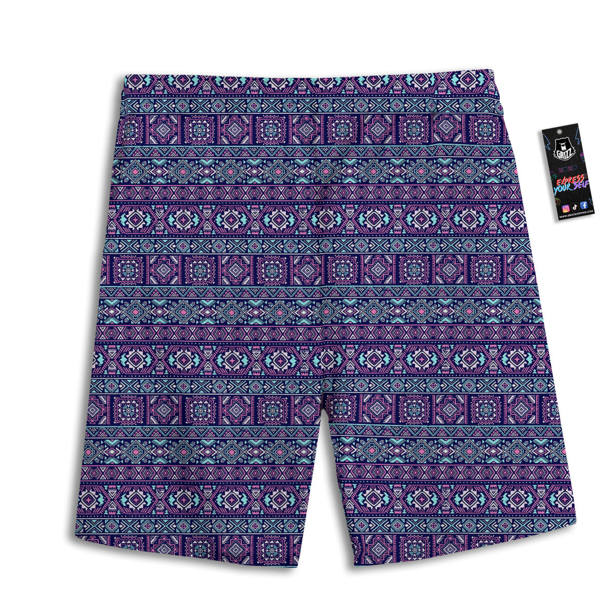 Indian Portrait Monochrome Native Print Men's Athletic Shorts
