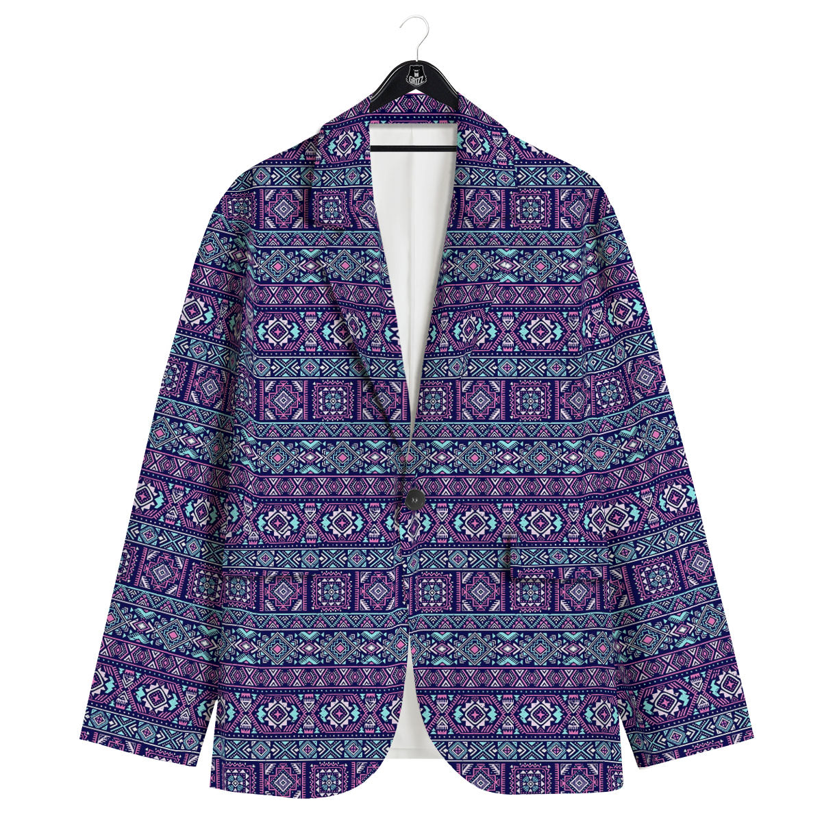 Grunge Trippy Ethnic Aztec Print Men's Sport Coat-grizzshop