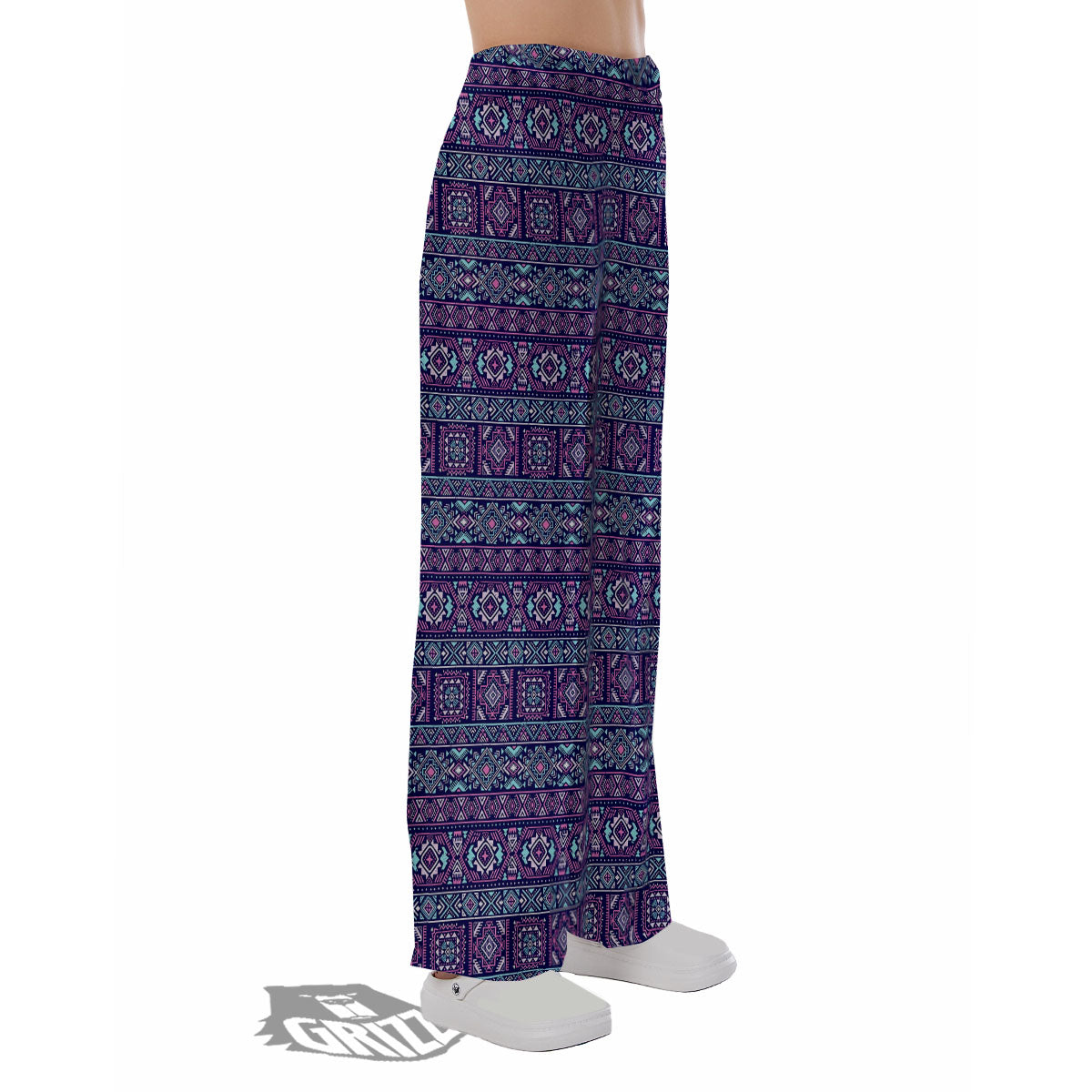 Grunge Trippy Ethnic Aztec Print Pajama Pants-grizzshop