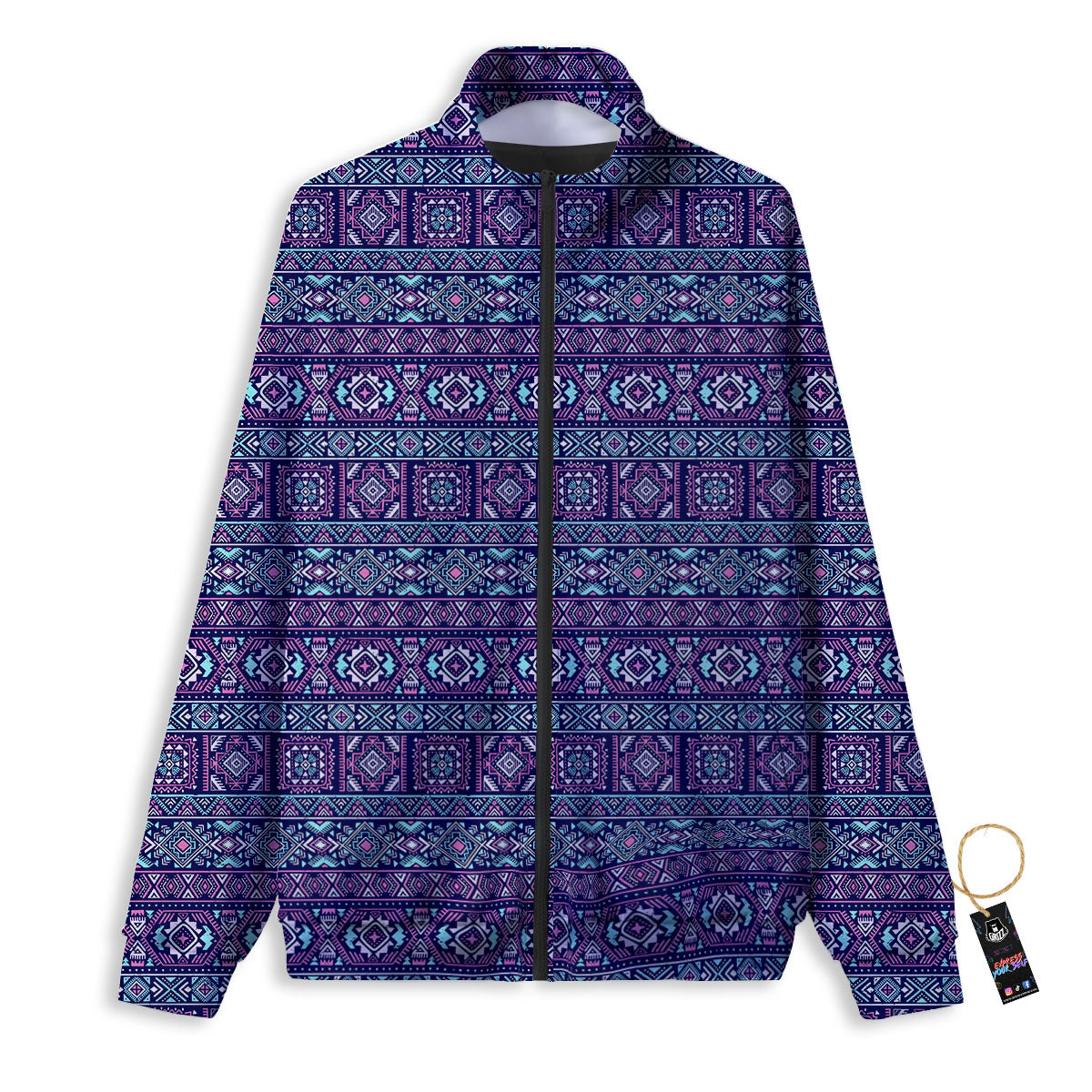 Grunge Trippy Ethnic Aztec Print Track Jacket-grizzshop