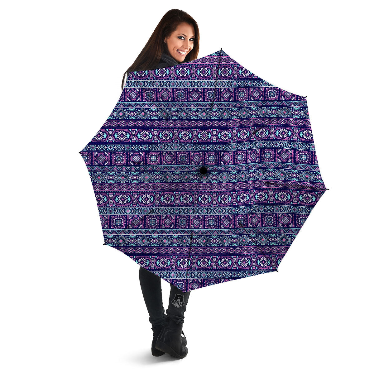 Grunge Trippy Ethnic Aztec Print Umbrella-grizzshop