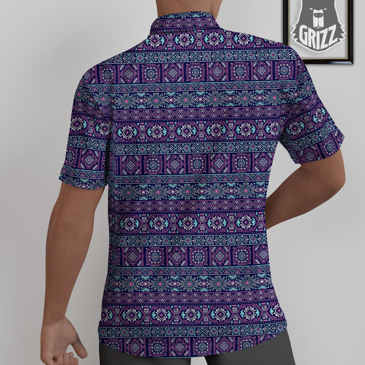 Grunge Trippy Ethnic Aztec Print Untucked Shirts-grizzshop