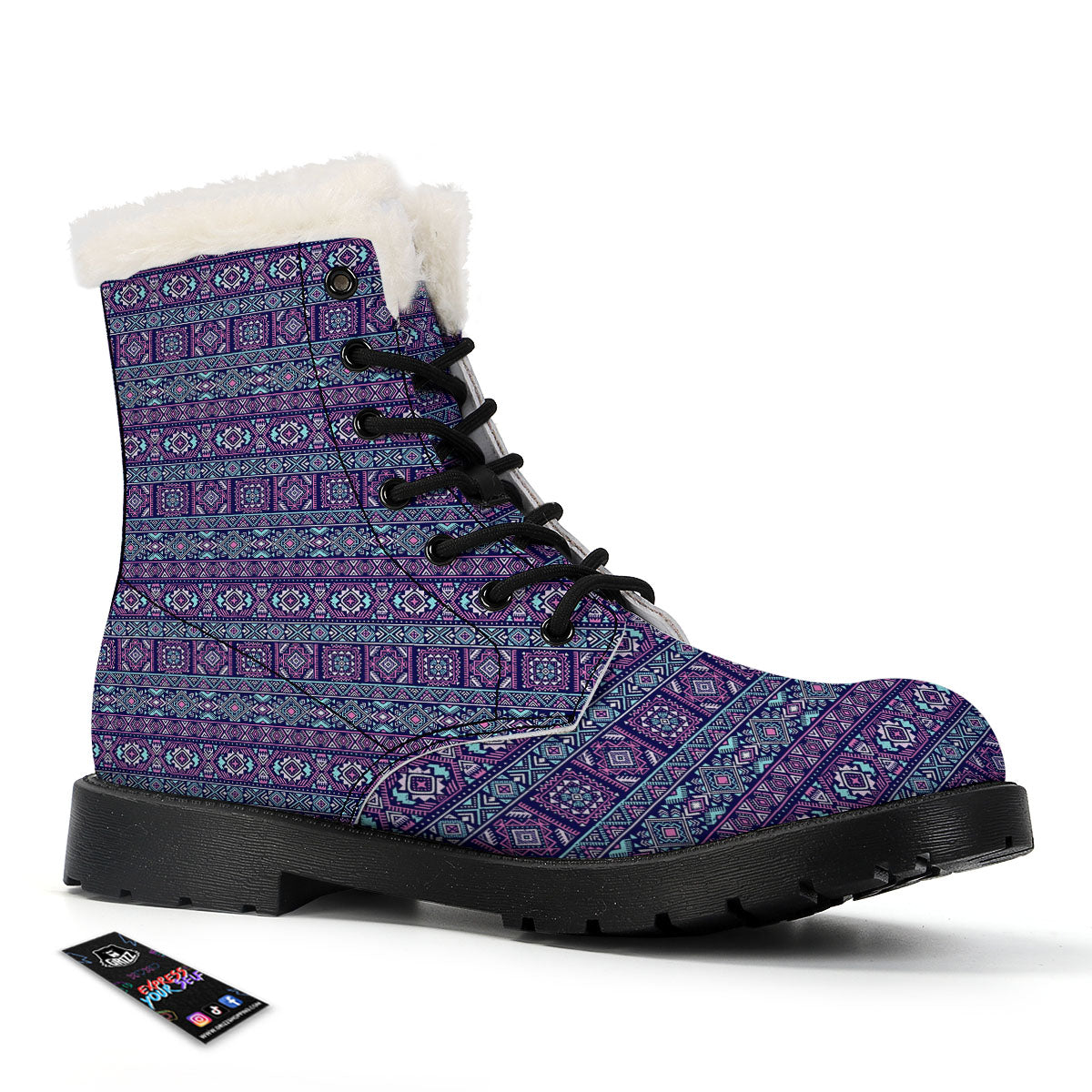 Grunge Trippy Ethnic Aztec Print Winter Boots-grizzshop