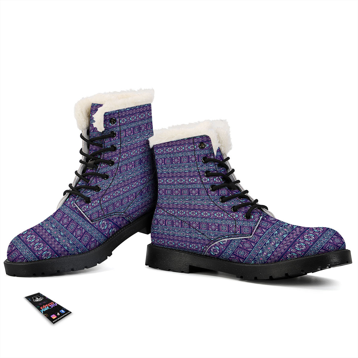 Grunge Trippy Ethnic Aztec Print Winter Boots-grizzshop