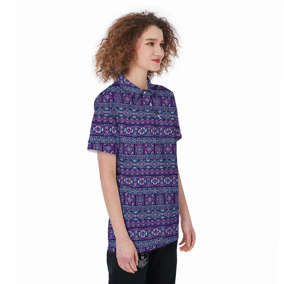 Grunge Trippy Ethnic Aztec Print Women's Golf Shirts-grizzshop