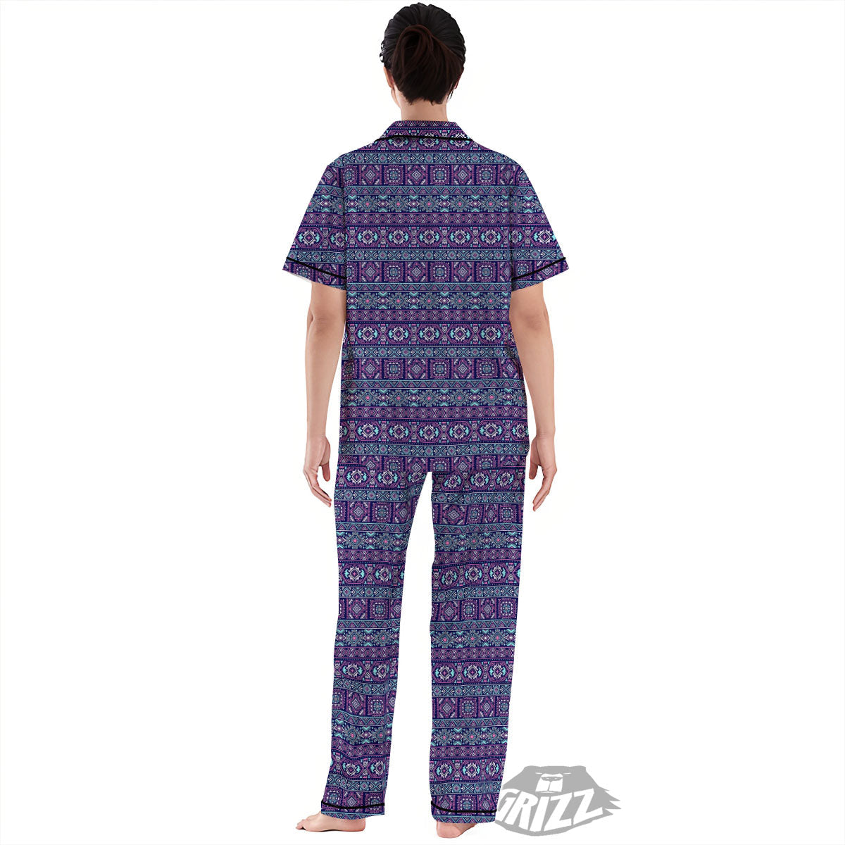 Grunge Trippy Ethnic Aztec Print Women's Pajamas Set-grizzshop