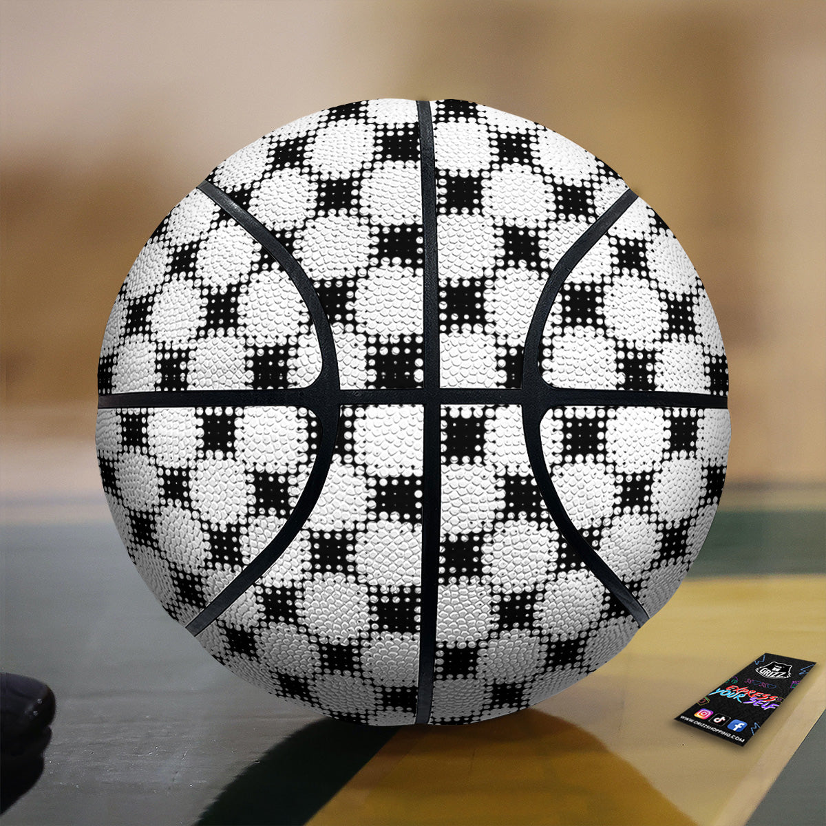 Grunge Halftone Black And White Dots Print Pattern Basketball